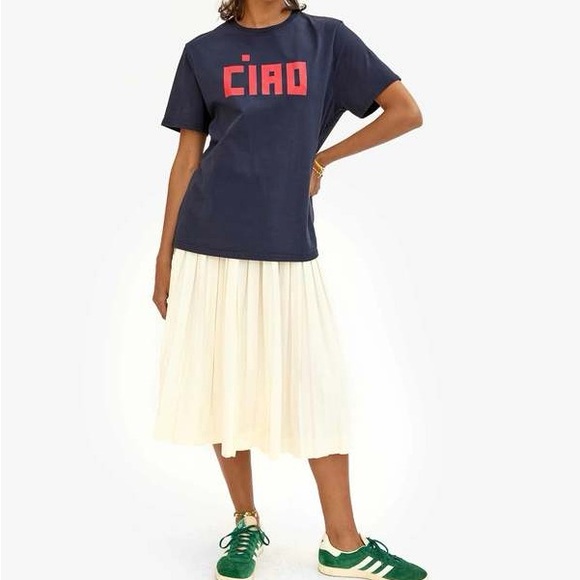 Clare V. Dark Navy Original Tee with Bright Poppy Block CIAO | Size XXL | EUC - Picture 10 of 11